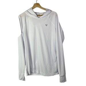 Boutique White UPF Pullover Lightweight Long Sleeve Hoodie Top M